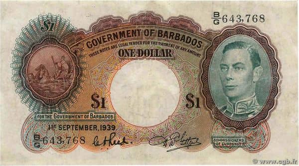 1 Dollar George VI from Barbados