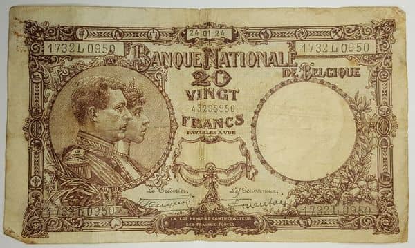 20 Francs - Albert I from Belgium