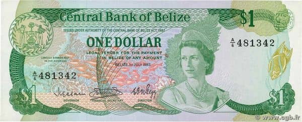 1 Dollar Elizabeth II Central Bank from Belize