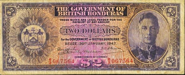 2 Dollars George VI from Belize