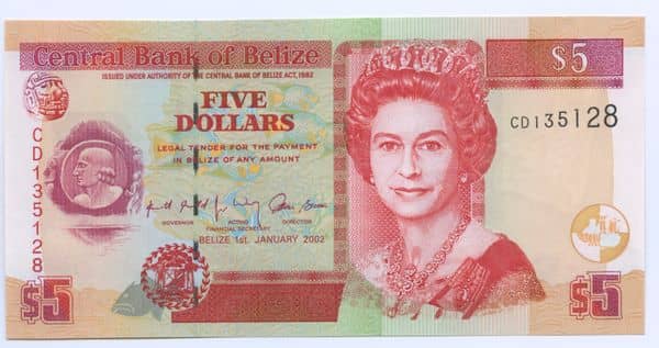 5 Dollars Elizabeth II from Belize