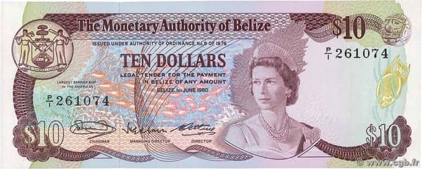 10 Dollars Elizabeth II from Belize