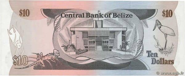 10 Dollars Elizabeth II Central Bank from Belize