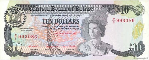 10 Dollars Elizabeth II Central Bank from Belize