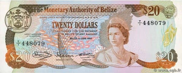 20 Dollars Elizabeth II from Belize