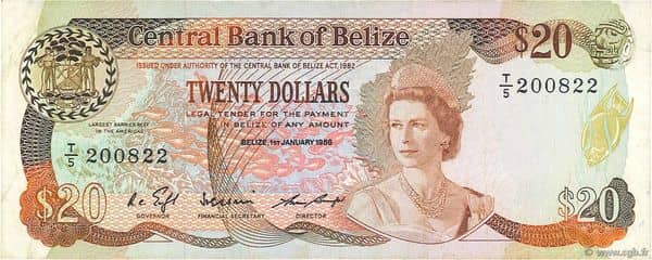 20 Dollars Elizabeth II Central Bank from Belize