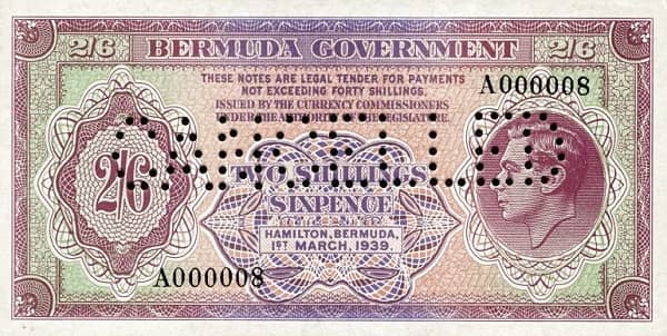 2 Shillings 6 Pence George VI from Bermuda