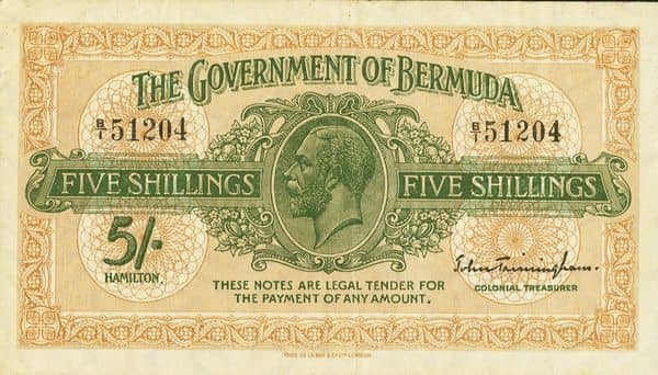 5 Shillings George V from Bermuda