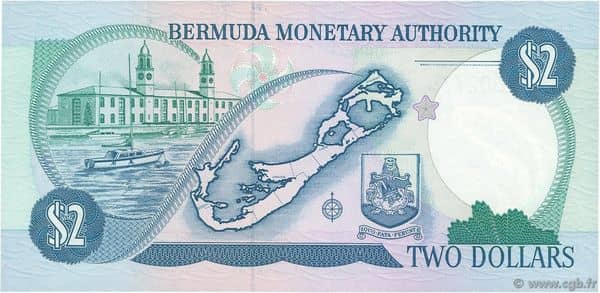 2 Dollars Elizabeth II 2 lines from Bermuda