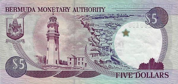 5 Dollars Elizabeth II 3 lines from Bermuda