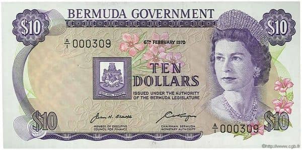 10 Dollars Elizabeth II Government from Bermuda