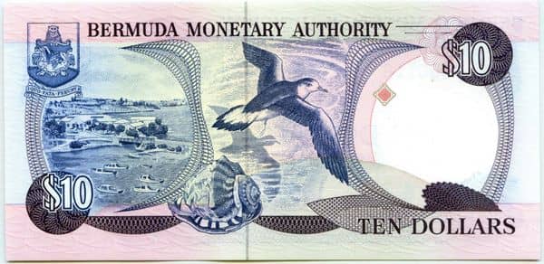 10 Dollars Elizabeth II 2 lines after DOLLARS from Bermuda