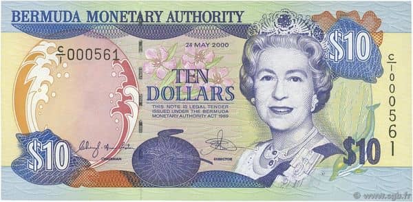 10 Dollars Elizabeth II from Bermuda