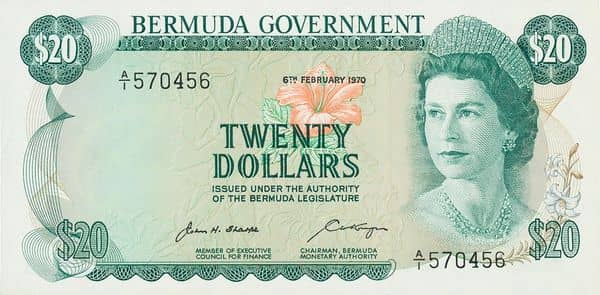 20 Dollars Elizabeth II Government from Bermuda