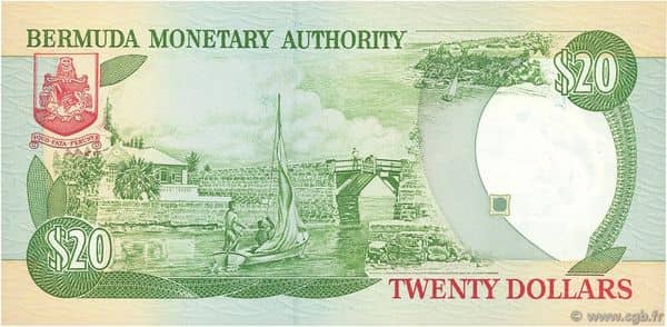 20 Dollars Elizabeth II Burnaby House from Bermuda