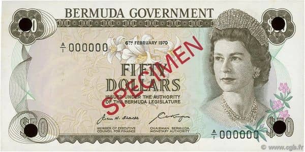 50 Dollars Elizabeth II Government from Bermuda