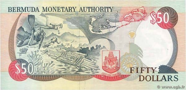 50 Dollars Elizabeth II Quincentenary of Christopher Columbus from Bermuda