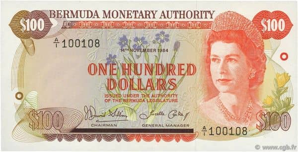 100 Dollars Elizabeth II from Bermuda
