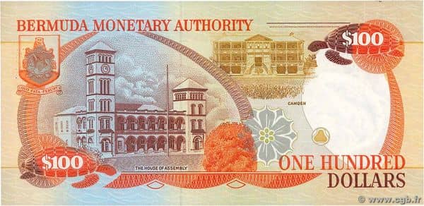 100 Dollars Elizabeth II 25th Anniversary Bermuda Monetary Authority from Bermuda