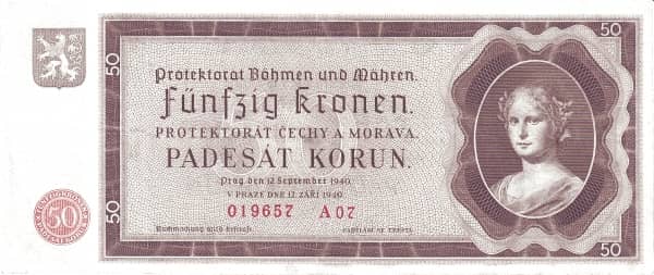 50 Korun from Bohemia & Moravia