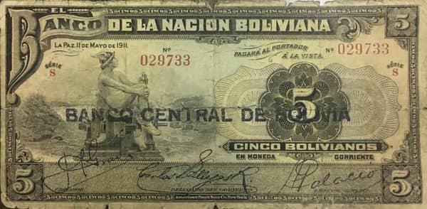 5 Bolivianos 1929 Overprint from Bolivia