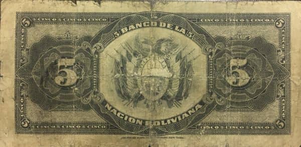 5 Bolivianos 1929 Overprint from Bolivia