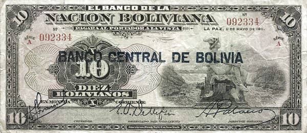 10 Bolivianos overprinted from Bolivia