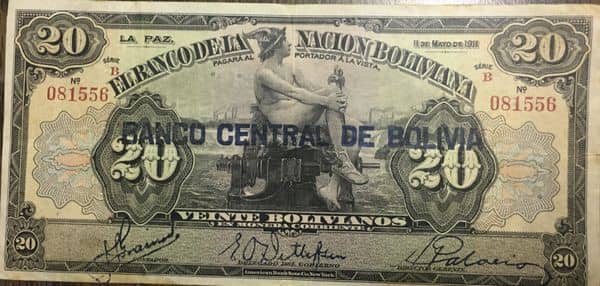 20 Bolivianos 1929 Overprint from Bolivia