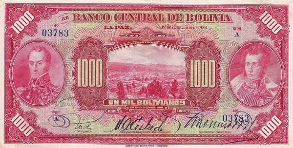 1000 Bolivianos from Bolivia