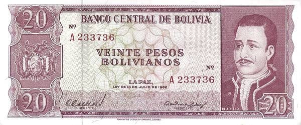 20 Pesos Bolivianos from Bolivia