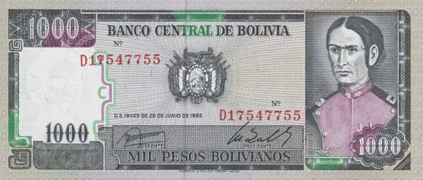 1000 Pesos Bolivianos from Bolivia