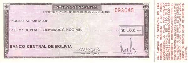 5000 Pesos Bolivianos from Bolivia