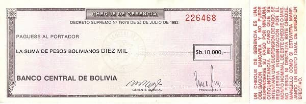 10000 Pesos Bolivianos from Bolivia
