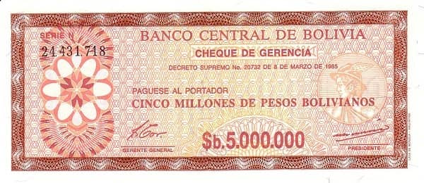 5000000 Pesos Bolivianos from Bolivia