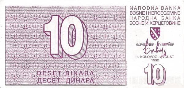 10 Dinara from Bosnia Herzegovina