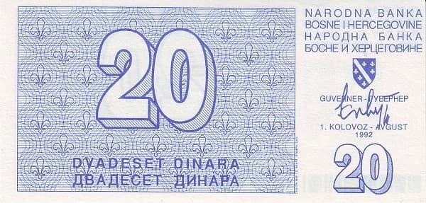 20 Dinara from Bosnia Herzegovina