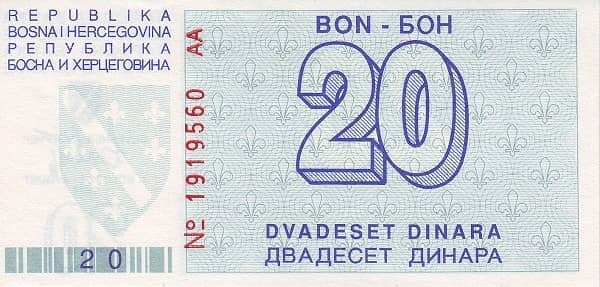 20 Dinara from Bosnia Herzegovina