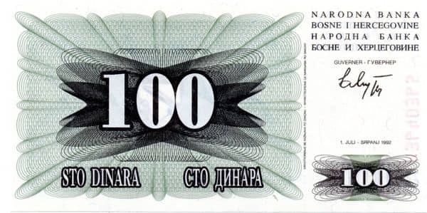 100 Dinara from Bosnia Herzegovina