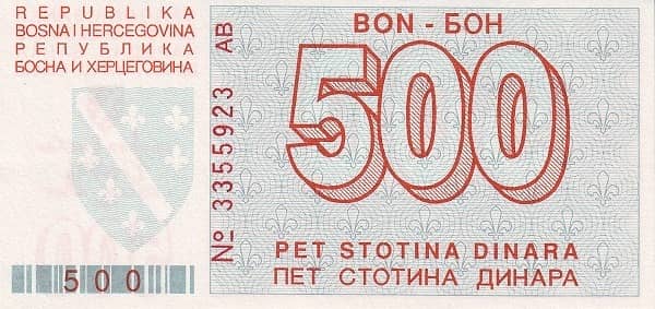 500 Dinara from Bosnia Herzegovina