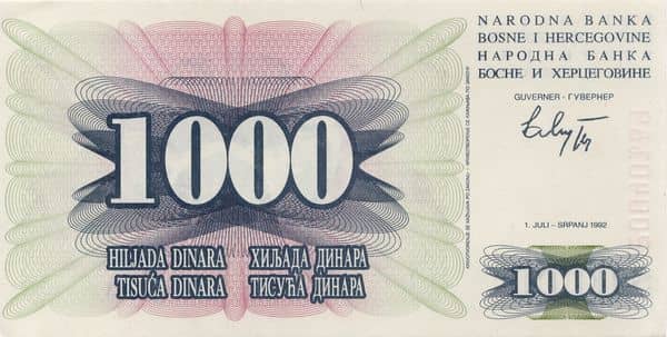 1000 Dinara from Bosnia Herzegovina