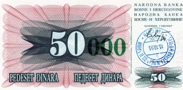 50000 Dinara from Bosnia Herzegovina