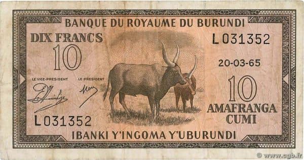 10 Francs from Burundi