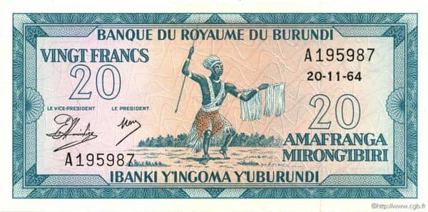 20 Francs from Burundi