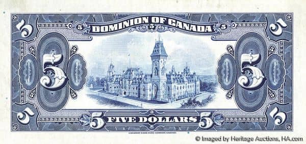 5 Dollars Dominion of Canada from Canada