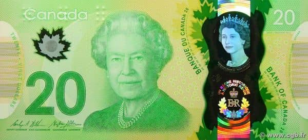20 Dollars Queen Elizabeth II from Canada