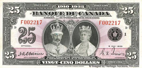 25 Dollars King George V - French from Canada
