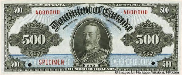 500 Dollars Dominion of Canada from Canada