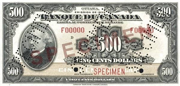 500 Dollars French from Canada