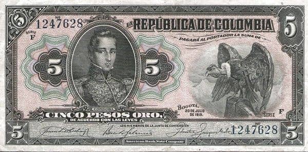 5 Pesos Oro from Colombia