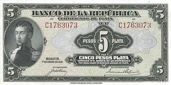 5 Pesos Plata from Colombia